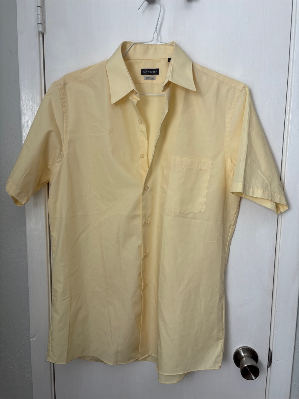 Van Heusen Pale Yellow Short Sleeve Button-Down Shirt